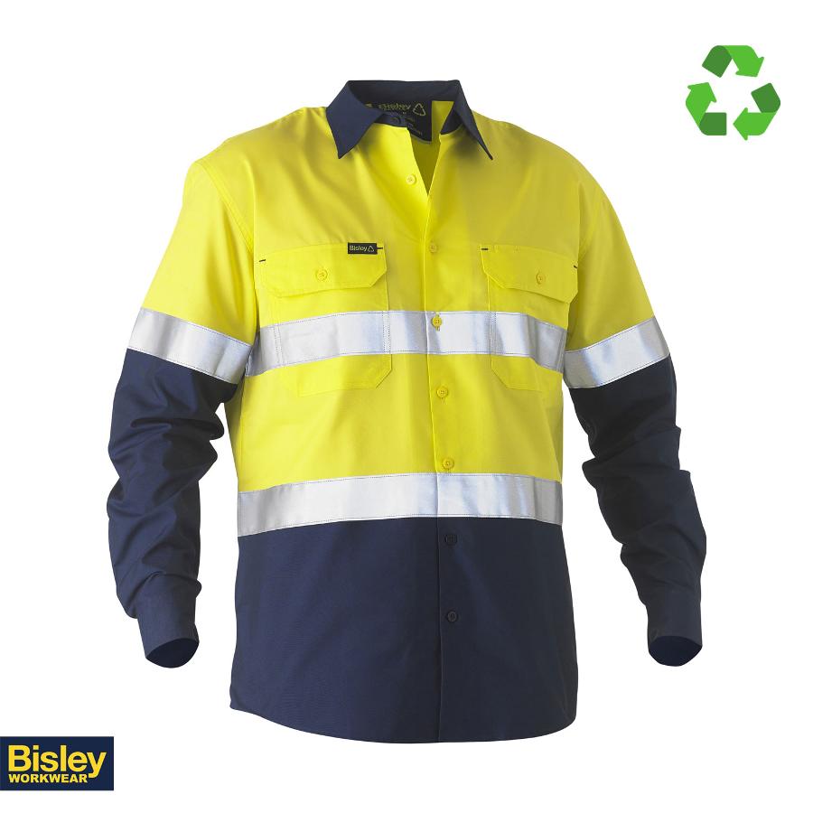 BISLEY RECYCLE TAPED TWO TONE HI VIS DRILL SHIRT  BS6996T