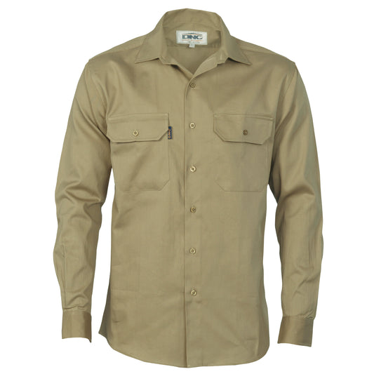 Cotton Drill Work Shirt - Long Sleeve 3202