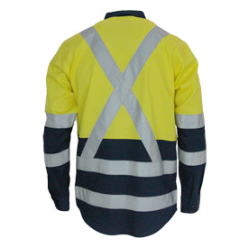 Hivis 2 tone L/W cotton bio-motion & "x" back shirt with CSR R/tape - L/S