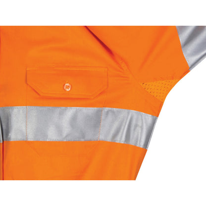 Ladies HiVis 3 Way Cool-Breeze Cotton Shirt with Gusset Sleeve, 3M R/Tape - Long Sleeve. 3749