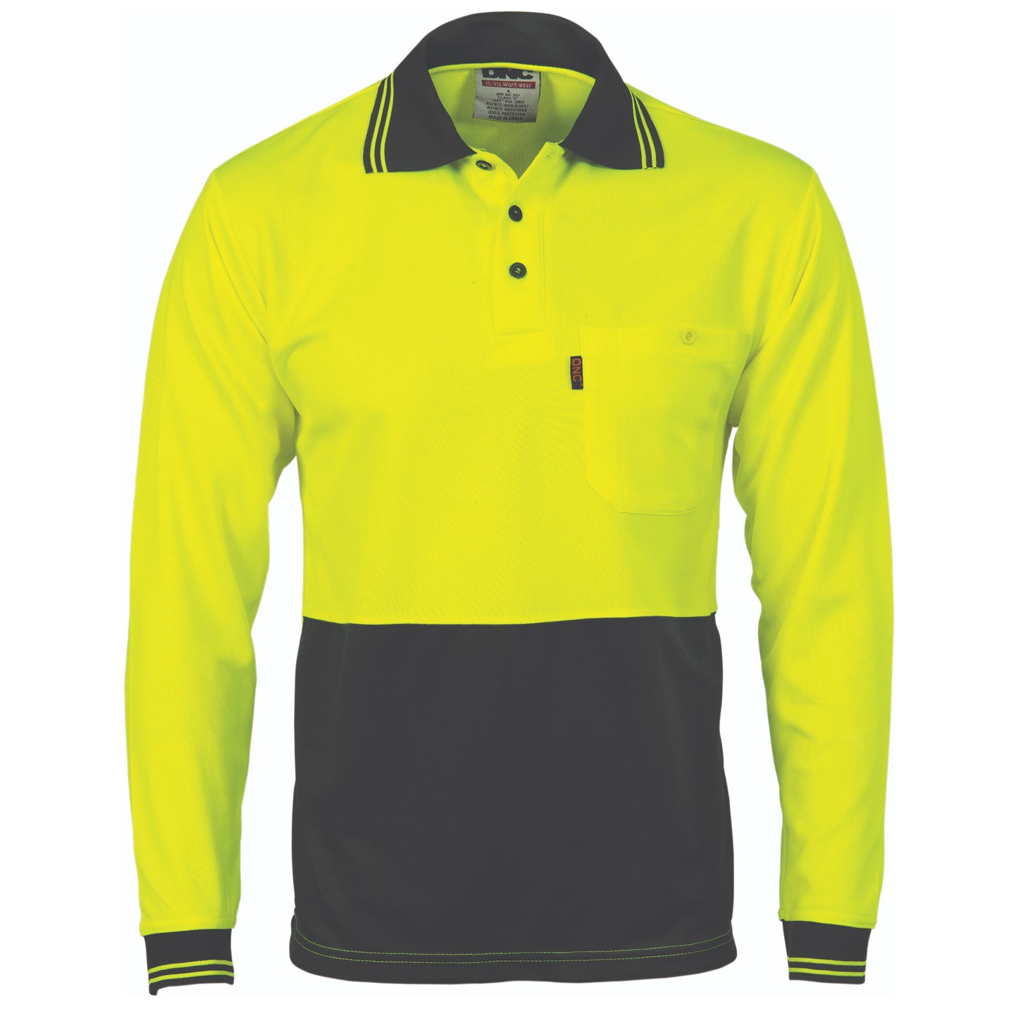 HiVis Two Tone Cool Breathe Polo Shirt, Long Sleeve 3813