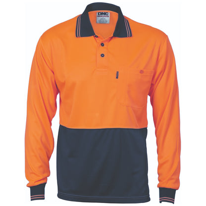 HiVis Two Tone Cool Breathe Polo Shirt, Long Sleeve 3813