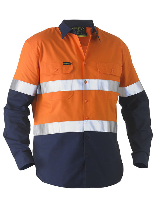 BISLEY RECYCLE TAPED TWO TONE HI VIS DRILL SHIRT  BS6996T